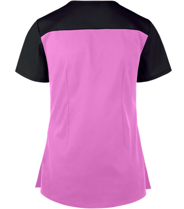 Poplin Women Scrub Set  Cut N Sew Style with V-Neck Top - (5 Pockets Top, 2 Pockets Boot Cut Pant), Half Sleeves